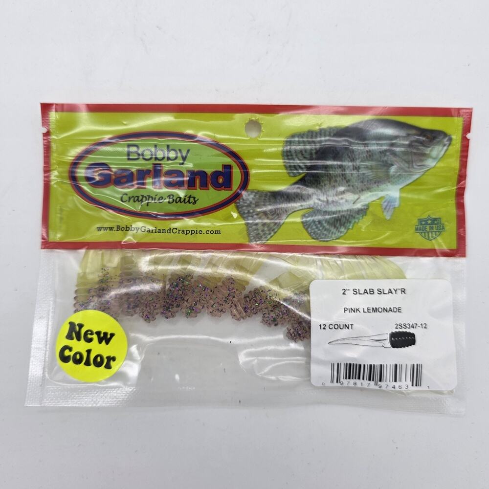Bobby Garland 2” Slab Slay’R Pink Lemonade Crappie Baits Lot of 6